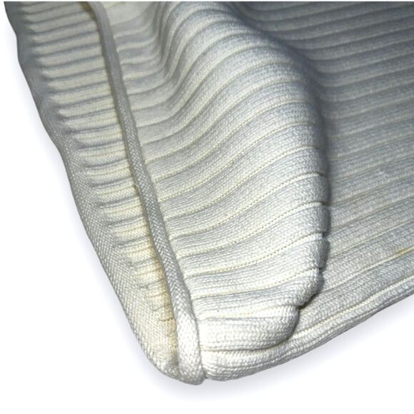 Vintage 90s MADE IN JAPAN Polo Ribbed Sweater L Ivory Fisherman Short Fit - Picture 6 of 9